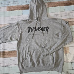 Thrasher Gray Pullover Hoodie with Black Logo